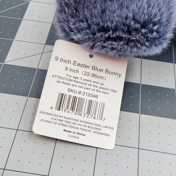 Kaisiyang Blue Bunny Rabbit Plush Bow Tie Seated Stuffed Animal 9 Inch Tag - Picture 9 of 12